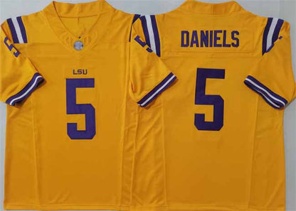 L.Tigers #5 Jayden Daniels Yellow F.U.S.E. Stitched American College Jerseys