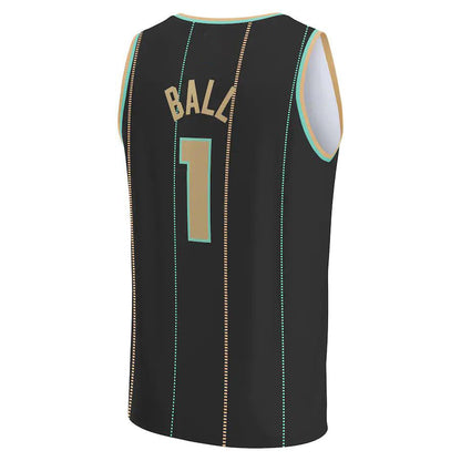 C.Hornets #1 LaMelo Ball Fanatics Branded 2022-23 Fastbreak Jersey City Edition Black Stitched American Basketball Jersey UNEC