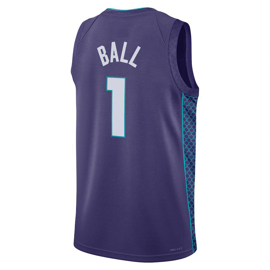 C.Hornets #1 LaMelo Ball Jordan Brand 2022-23 Statement Edition Swingman Jersey Purple Stitched American Basketball Jersey UNEC