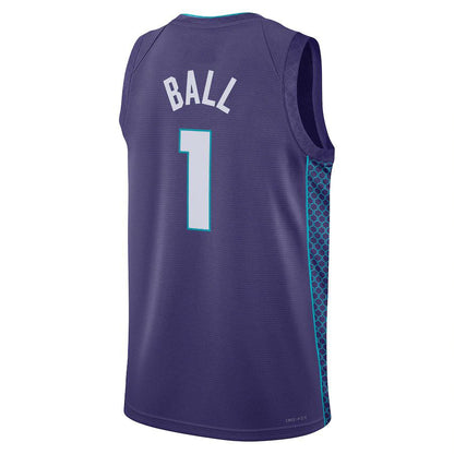 C.Hornets #1 LaMelo Ball Jordan Brand 2022-23 Statement Edition Swingman Jersey Purple Stitched American Basketball Jersey UNEC