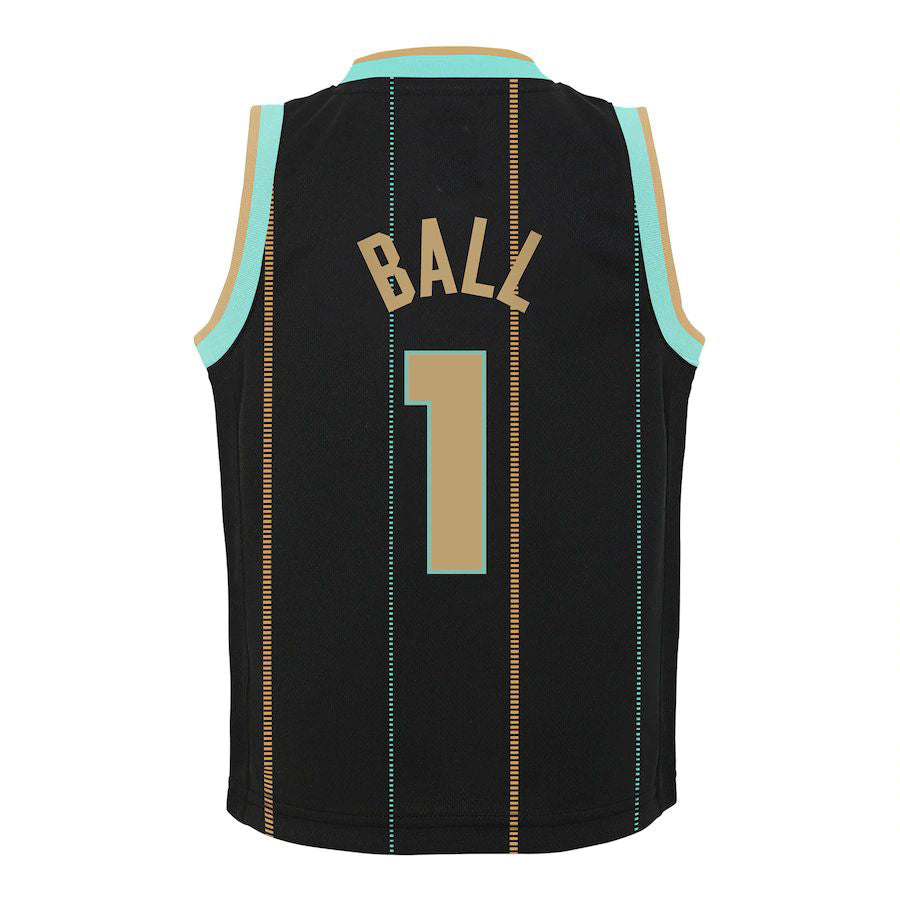 C.Hornets #1 LaMelo Ball Jordan Brand Preschool 2022-23 Replica Jersey City Edition Black Stitched American Basketball Jersey UNEC