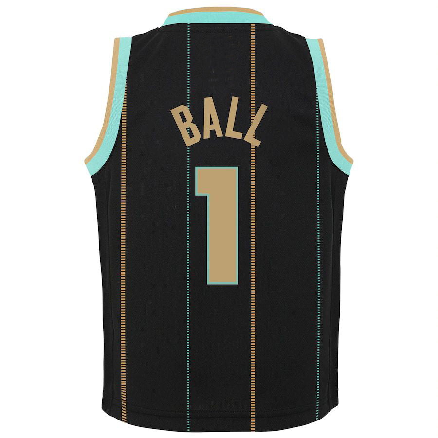C.Hornets #1 LaMelo Ball Jordan Brand Toddler 2022-23 Replica Jersey City Edition Black Stitched American Basketball Jersey UNEC