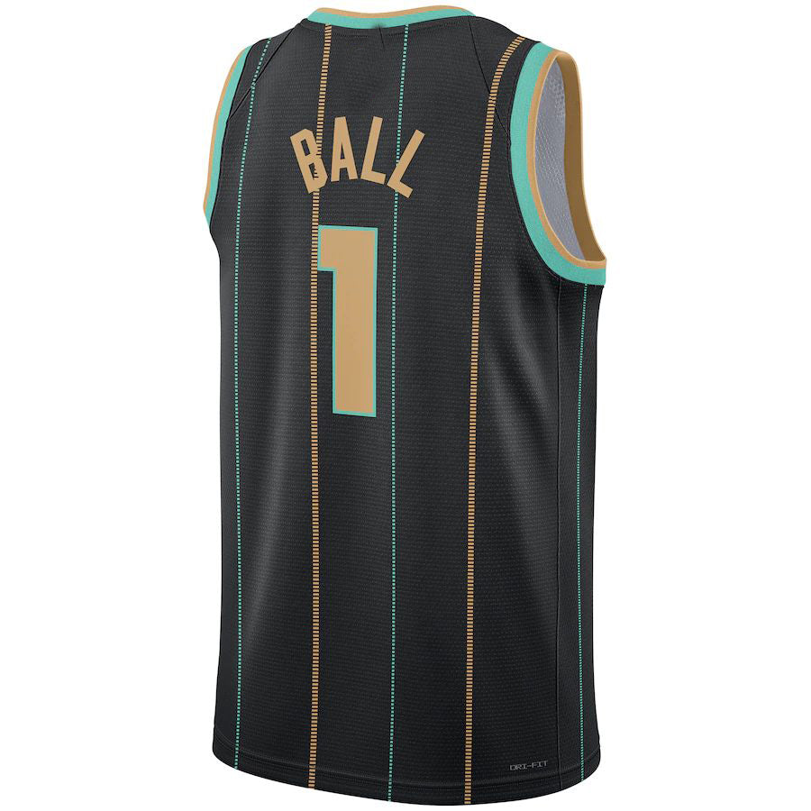 C.Hornets #1 LaMelo Ball Jordan Brand Unisex 2022-23 Swingman Jersey City Edition Black Stitched American Basketball Jersey UNEC