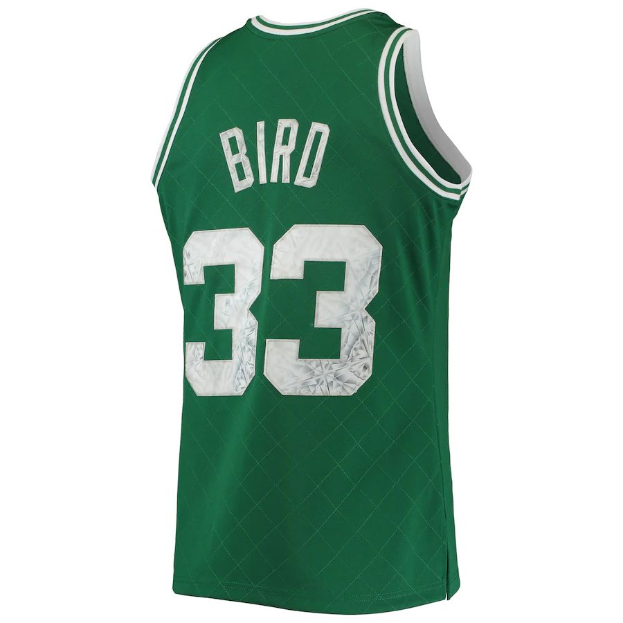B.Celtics #33 Larry Bird Mitchell & Ness 1996-97 Hardwood Classics 75th Anniversary Diamond Swingman Jersey Kelly Green Stitched American Basketball Jersey UNEC