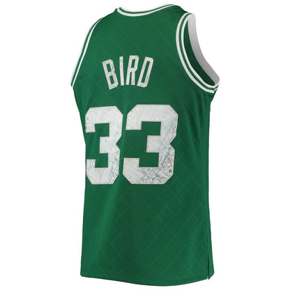 B.Celtics #33 Larry Bird Mitchell & Ness 1996-97 Hardwood Classics 75th Anniversary Diamond Swingman Jersey Kelly Green Stitched American Basketball Jersey UNEC