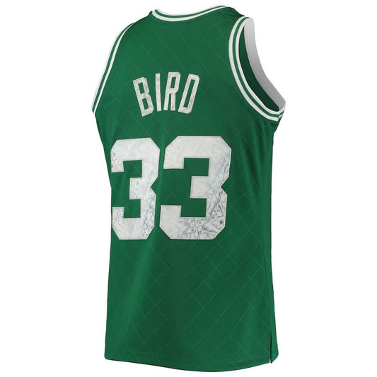 B.Celtics #33 Larry Bird Mitchell & Ness 1996-97 Hardwood Classics 75th Anniversary Diamond Swingman Jersey Kelly Green Stitched American Basketball Jersey UNEC