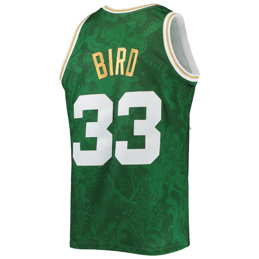B.Celtics #33 Larry Bird Mitchell & Ness Hardwood Classics 1985-86 Lunar New Year Swingman Jersey Kelly Green Stitched American Basketball Jersey UNEC