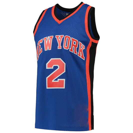 NY.Knicks #2 Larry Johnson Mitchell & Ness Hardwood Classics 1998-99 Swingman Jersey Blue Stitched American Basketball Jersey UNEC