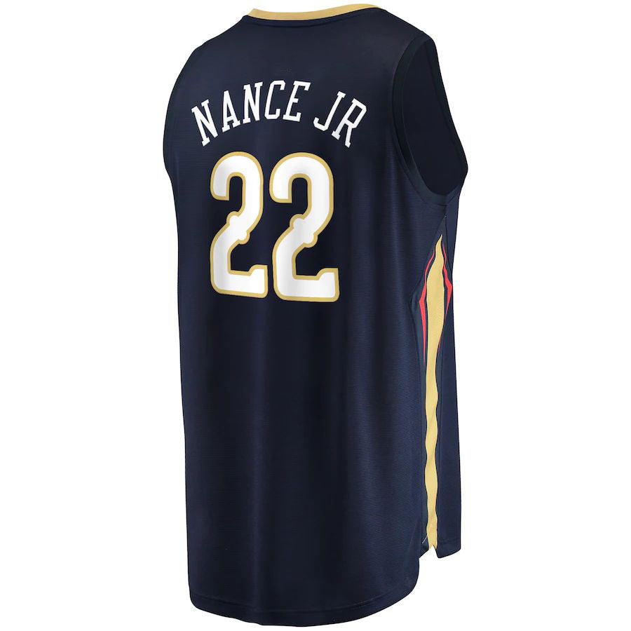 NO.Pelicans #22 Larry Nance Jr. Fanatics Branded 2021-22 Fast Break Replica Jersey  Icon Edition Navy Stitched American Basketball Jersey UNEC