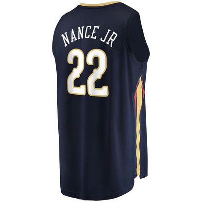 NO.Pelicans #22 Larry Nance Jr. Fanatics Branded 2021-22 Fast Break Replica Jersey  Icon Edition Navy Stitched American Basketball Jersey UNEC