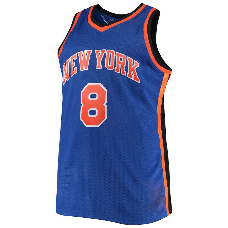 NY.Knicks #8 Latrell Sprewell Mitchell & Ness Big & Tall Hardwood Classics Jersey Blue Stitched American Basketball Jersey UNEC