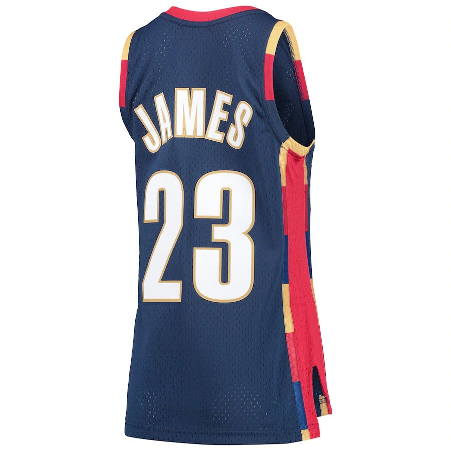 C.Cavaliers #23 LeBron James Mitchell & Ness Hardwood Classics Swingman Jersey Navy Stitched American Basketball Jersey UNEC