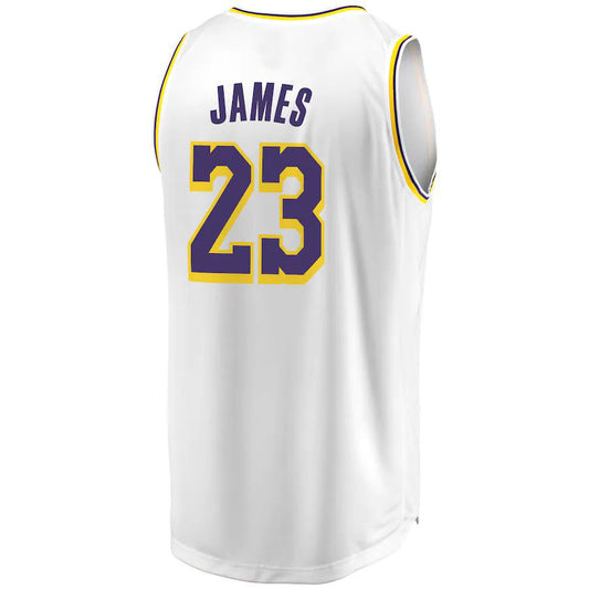 LA.Lakers #23 LeBron James Fanatics Branded 2018-19 Fast Break Replica Jersey White Association Edition Stitched American Basketball Jersey UNEC