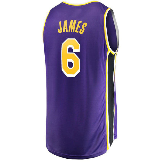 LA.Lakers #6 LeBron James  Fanatics Branded 2021-22 Fast Break Replica Player Jersey Purple Statement Edition Stitched American Basketball Jersey UNEC