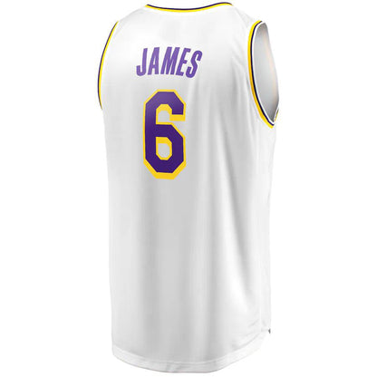LA.Lakers #6 LeBron James Fanatics Branded 2021-22 Fast Break Replica Player Jersey White Association Edition Stitched American Basketball Jersey UNEC