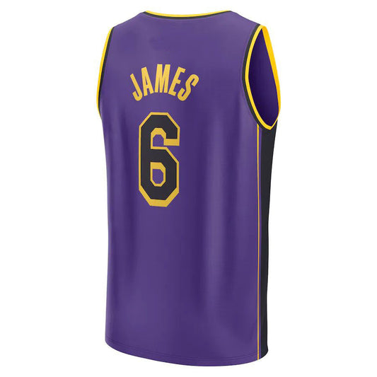 LA.Lakers #6 LeBron James Fanatics Branded 2022-23 Fast Break Replica Player Jersey Statement Edition Purple Stitched American Basketball Jersey UNEC