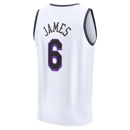 LA.Lakers #6 LeBron James Fanatics Branded 2022-23 Fastbreak Jersey City Edition White Stitched American Basketball Jersey UNEC