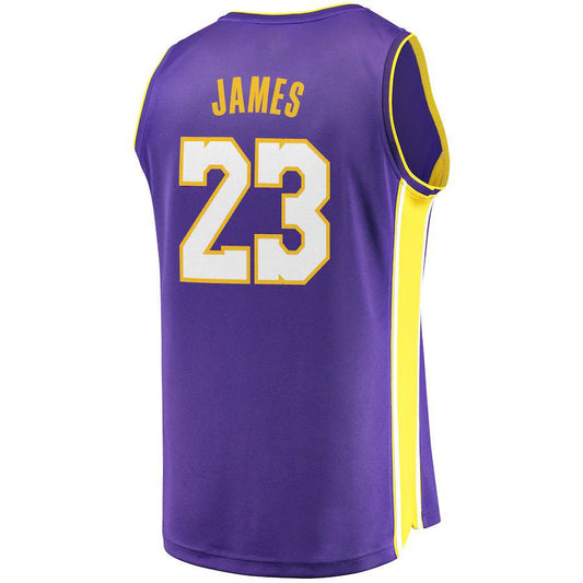 LA.Lakers #23 LeBron James Fanatics Branded Fast Break Replica Jersey Purple Statement Edition Stitched American Basketball Jersey UNEC