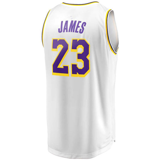 LA.Lakers #23 LeBron James Fanatics Branded Fast Break Replica Player Jersey Association Edition White Stitched American Basketball Jersey UNEC