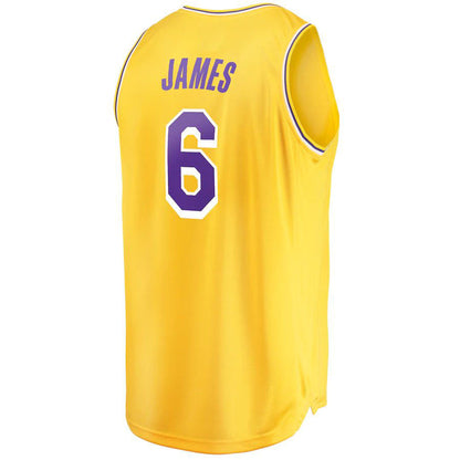 LA.Lakers #6 LeBron James Fanatics Branded Youth 2021-22 Fast Break Replica Player Jersey Icon Edition Gold Stitched American Basketball Jersey UNEC