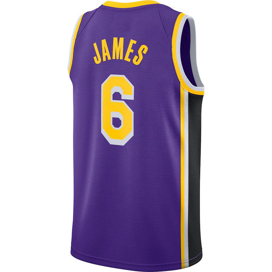LA.Lakers #6 LeBron James Jordan Brand 2021-22 #6 Swingman Player Jersey  Statement Edition Purple Stitched American Basketball Jersey UNEC
