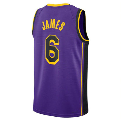 LA.Lakers #6 LeBron James Jordan Brand 2022-23 Statement Edition Swingman Jersey Purple Stitched American Basketball Jersey UNEC