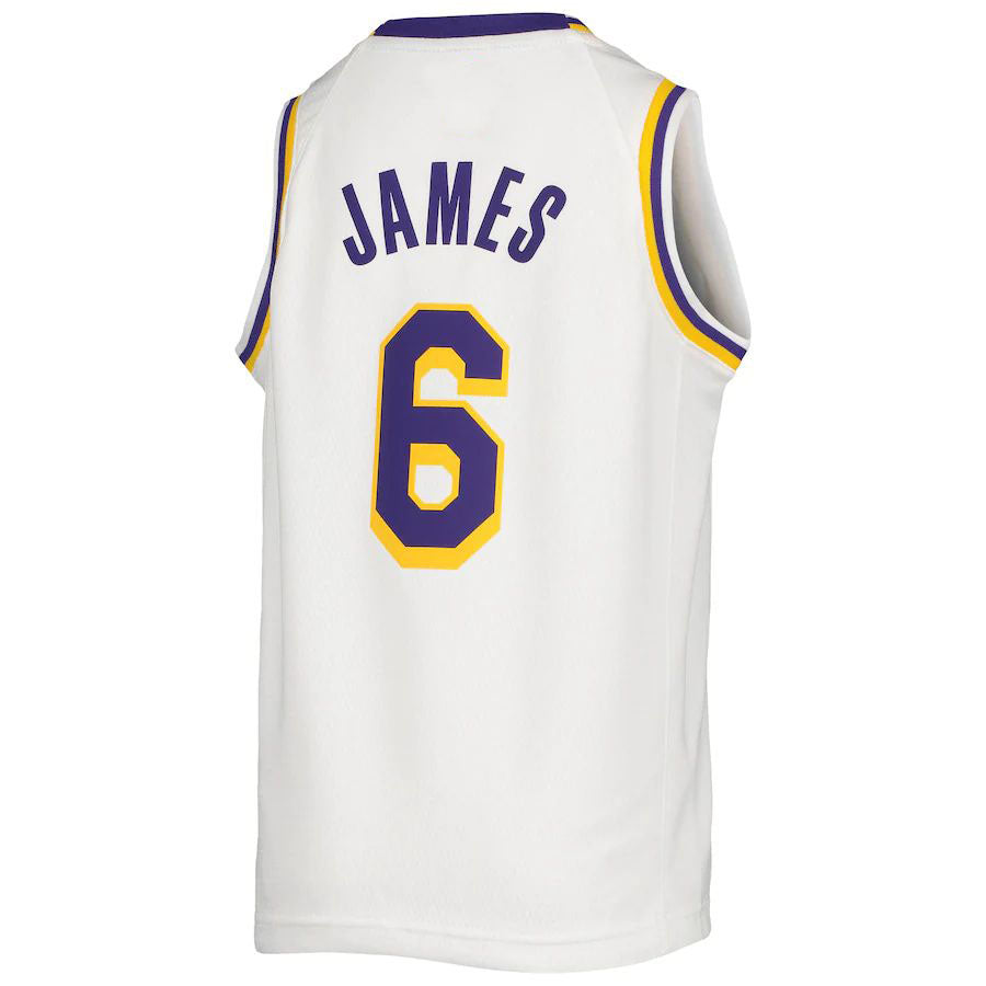 LA.Lakers #6 LeBron James 2020-21 Swingman Jersey Association Edition White Stitched American Basketball Jersey UNEC
