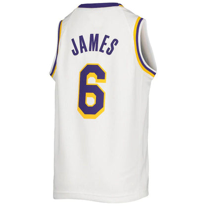 LA.Lakers #6 LeBron James 2020-21 Swingman Jersey Association Edition White Stitched American Basketball Jersey UNEC