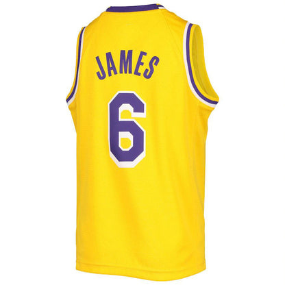 LA.Lakers #6 LeBron James 2020-21 Swingman Jersey Gold Stitched American Basketball Jersey UNEC