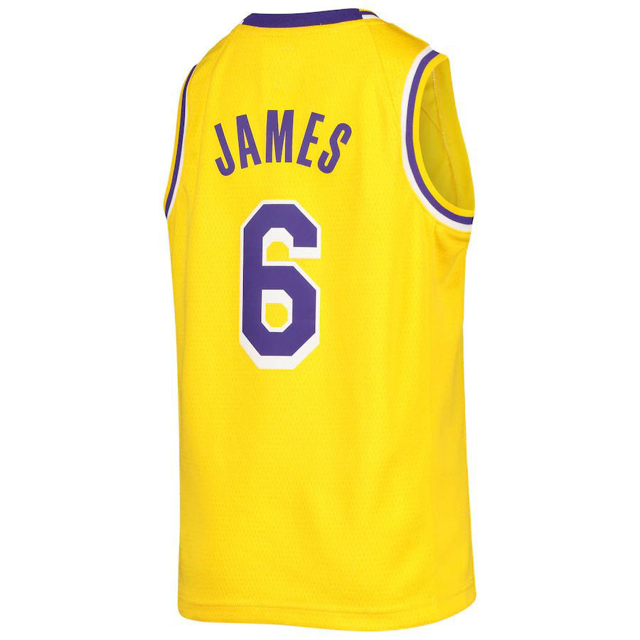LA.Lakers #6 LeBron James 2021-22 Diamond Swingman Jersey Gold Stitched American Basketball Jersey UNEC