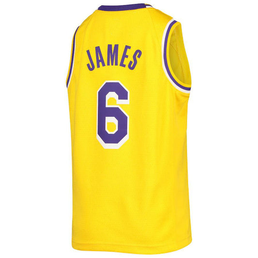 LA.Lakers #6 LeBron James 2021-22 Diamond Swingman Jersey Gold Stitched American Basketball Jersey UNEC