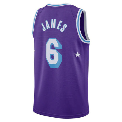 LA.Lakers #6 LeBron James 2021-22 Swingman Jersey City Edition Purple Stitched American Basketball Jersey UNEC
