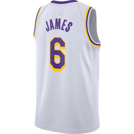 LA.Lakers #6 LeBron James 2021-22 Swingman Player Jersey White Association Edition Stitched American Basketball Jersey UNEC