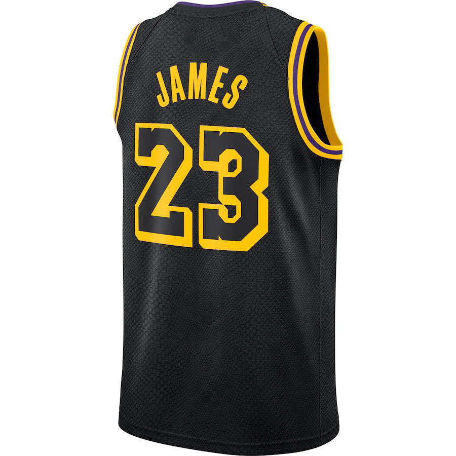 LA.Lakers #23 LeBron James City Edition Swingman Jersey Black Stitched American Basketball Jersey UNEC