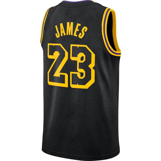 LA.Lakers #23 LeBron James City Edition Swingman Jersey Black Stitched American Basketball Jersey UNEC