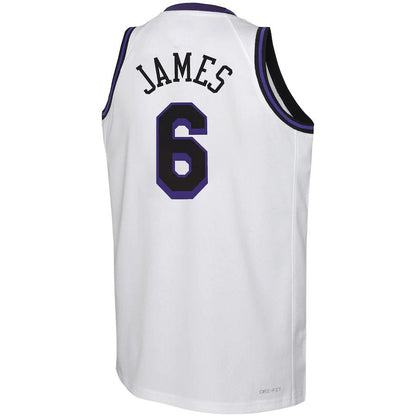LA.Lakers #6 LeBron James Swingman Jersey City Edition White Stitched American Basketball Jersey UNEC