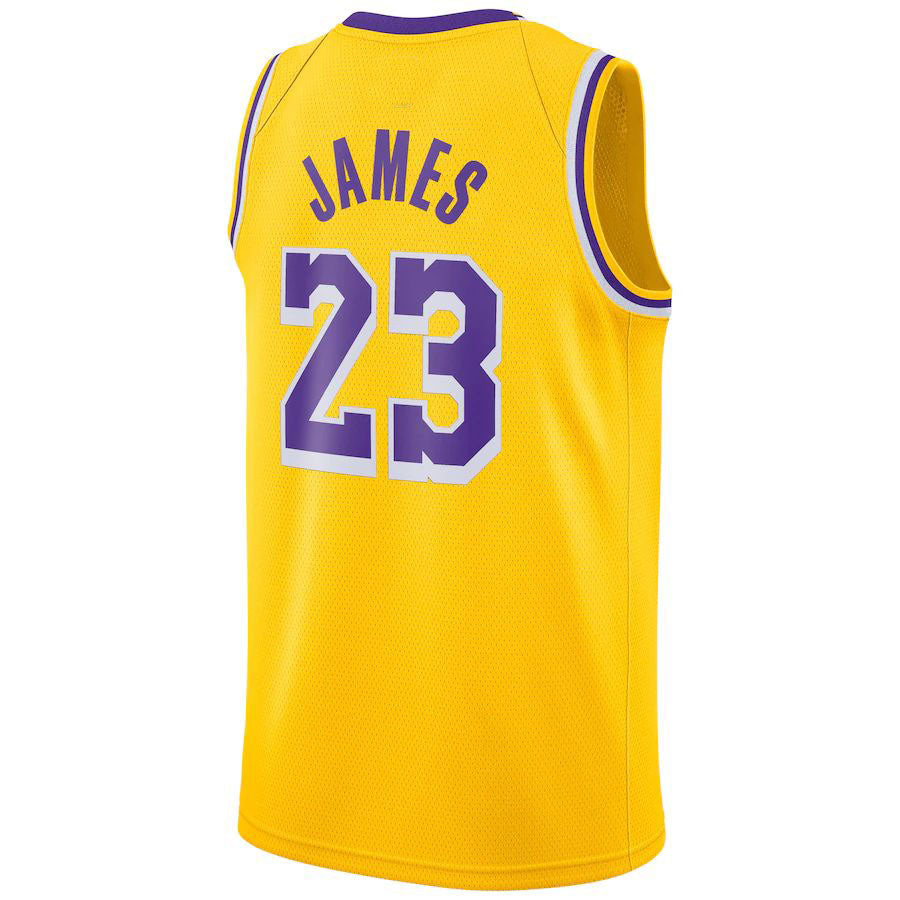 LA.Lakers #23 LeBron James Swingman Player Jersey Icon Edition Gold Stitched American Basketball Jersey UNEC
