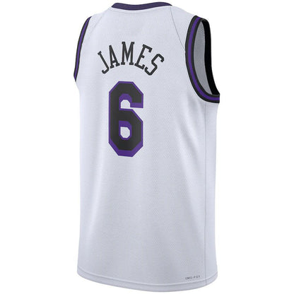 LA.Lakers #6 LeBron James Unisex 2022-23 Swingman Jersey City Edition  White Classic Edition Stitched American Basketball Jersey UNEC