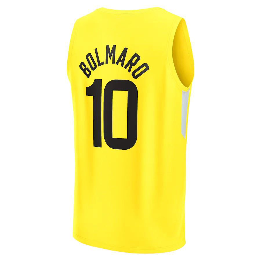 U.Jazz #10 Leandro Bolmaro Fanatics Branded Fast Break Replica Jersey Icon Edition Yellow Stitched American Basketball Jersey UNEC