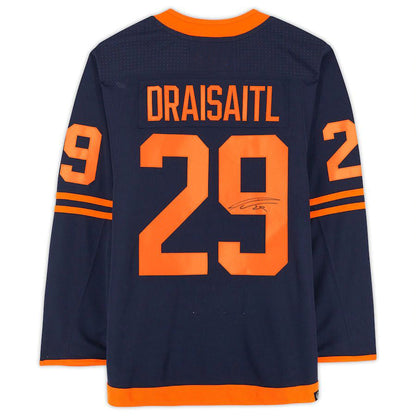 E.Oilers #29 Leon Draisaitl Fanatics Authentic Autographed Navy Alternate Jersey Stitched American Hockey Jersey UNEC