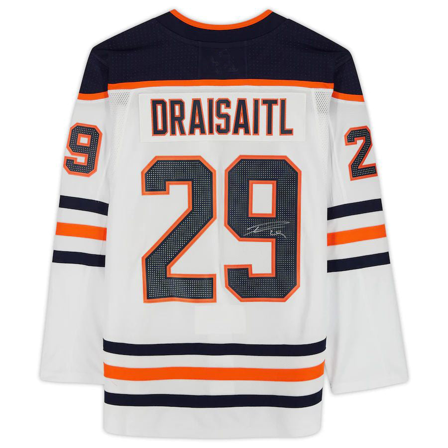 E.Oilers #29 Leon Draisaitl Fanatics Authentic Autographed White Stitched American Hockey Jersey UNEC
