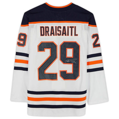 E.Oilers #29 Leon Draisaitl Fanatics Authentic Autographed White Stitched American Hockey Jersey UNEC