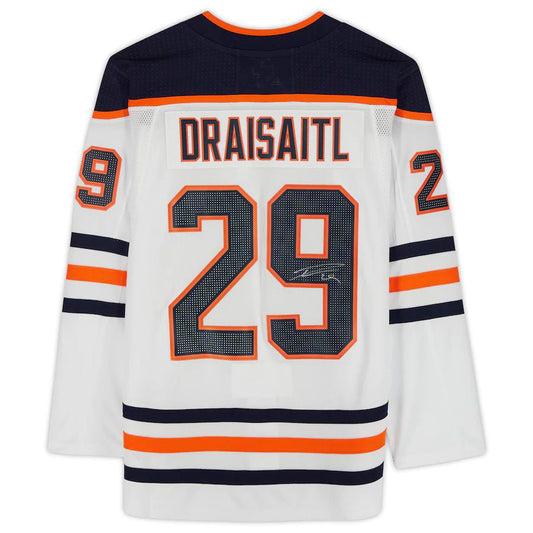 E.Oilers #29 Leon Draisaitl Fanatics Authentic Autographed White Stitched American Hockey Jersey UNEC