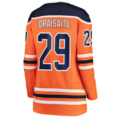 E.Oilers #29 Leon Draisaitl Fanatics Branded Home Breakaway Player Jersey Orange Stitched American Hockey Jersey UNEC