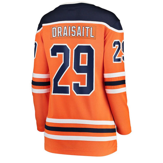 E.Oilers #29 Leon Draisaitl Fanatics Branded Home Breakaway Player Jersey Orange Stitched American Hockey Jersey UNEC