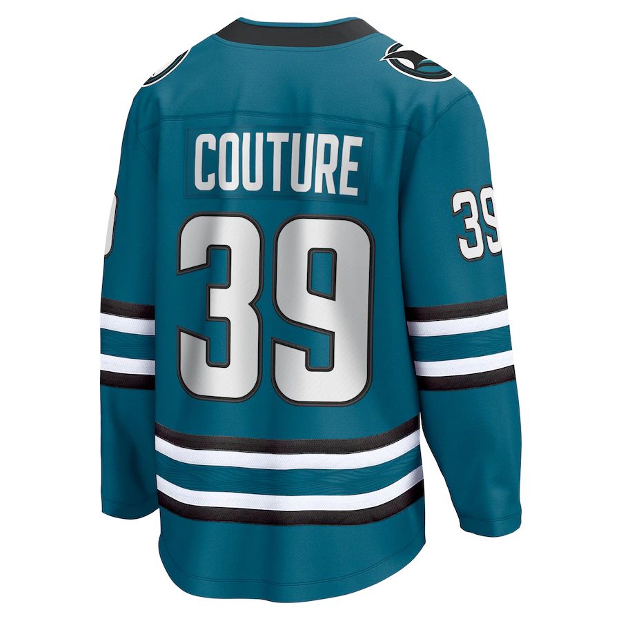 SJ.Sharks #39 Logan Couture Fanatics Branded Home Premier Breakaway Player Jersey Teal Stitched American Hockey Jersey UNEC