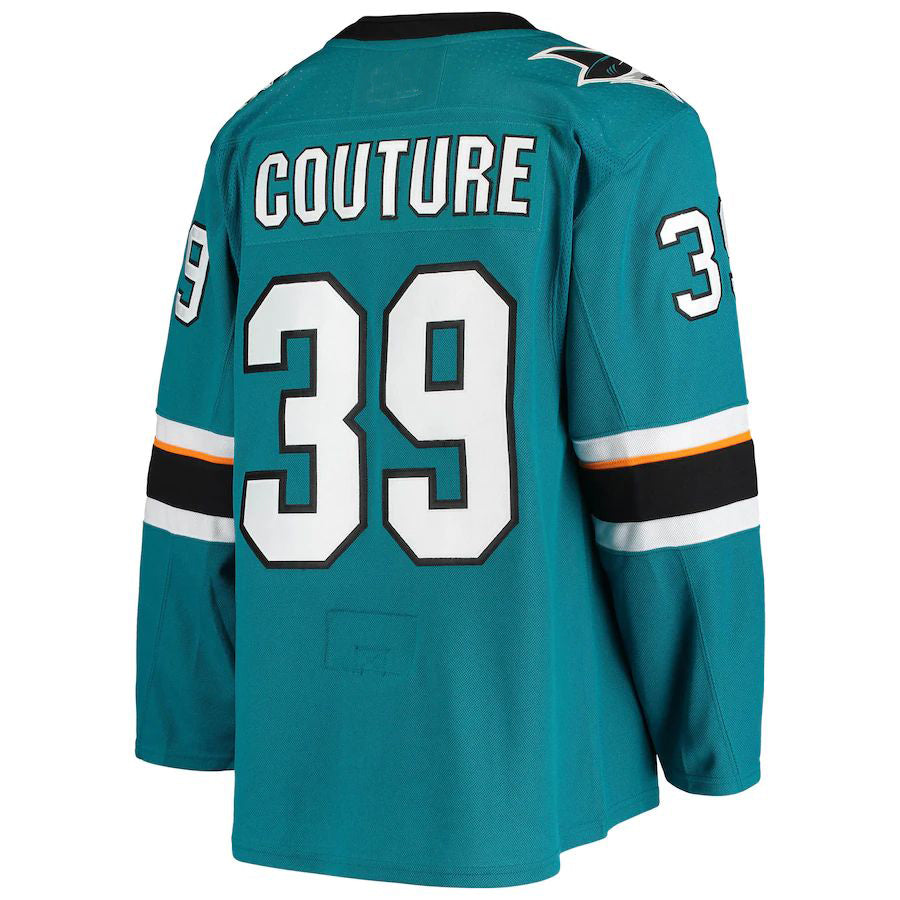 SJ.Sharks #39 Logan Couture Home Authentic Alternate Captain Player Jersey  Teal Stitched American Hockey Jersey UNEC