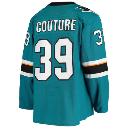 SJ.Sharks #39 Logan Couture Home Authentic Alternate Captain Player Jersey  Teal Stitched American Hockey Jersey UNEC
