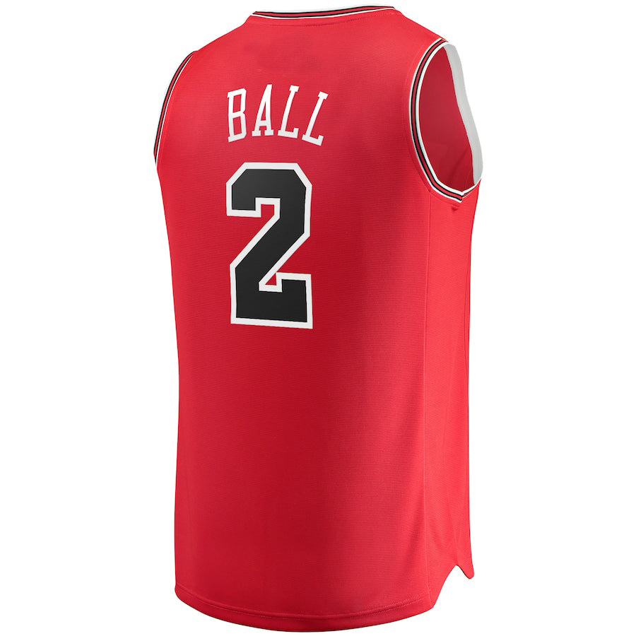 C.Bulls #2 Lonzo Ball Fanatics Branded 2021-22 Fast Break Road Replica Jersey Red Stitched American Basketball Jersey UNEC