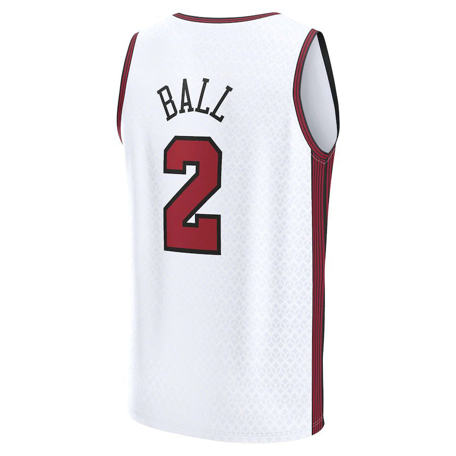 C.Bulls #2 Lonzo Ball Fanatics Branded 2022-23 Fastbreak Jersey City Edition White Stitched American Basketball Jersey UNEC